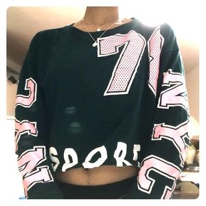 Pink & Green Crop Top